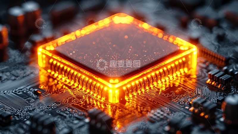高清大图下载【趣麦麦图】芯片发光特写