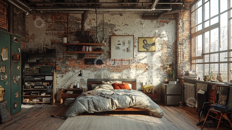 高清大图下载【趣麦麦图】loft风格卧室