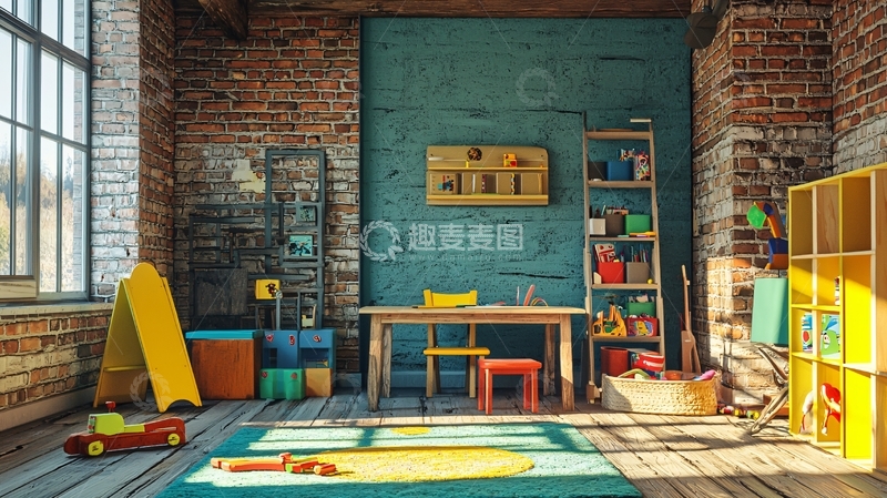 高清大图下载【趣麦麦图】阳光洒进的儿童创意游戏房
