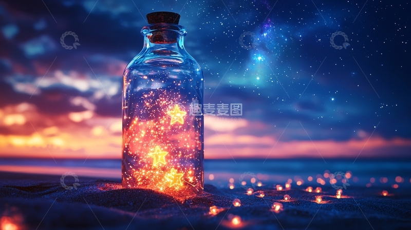 高清大图下载【趣麦麦图】-星光闪耀的瓶子