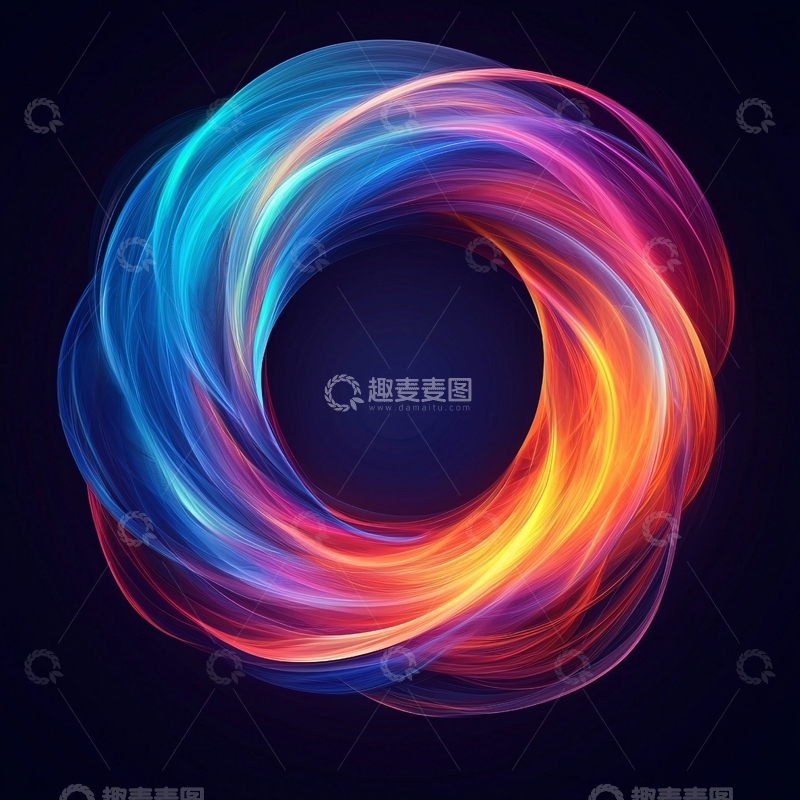 高清大图下载【趣麦麦图】彩色光线缠绕形成的圆环