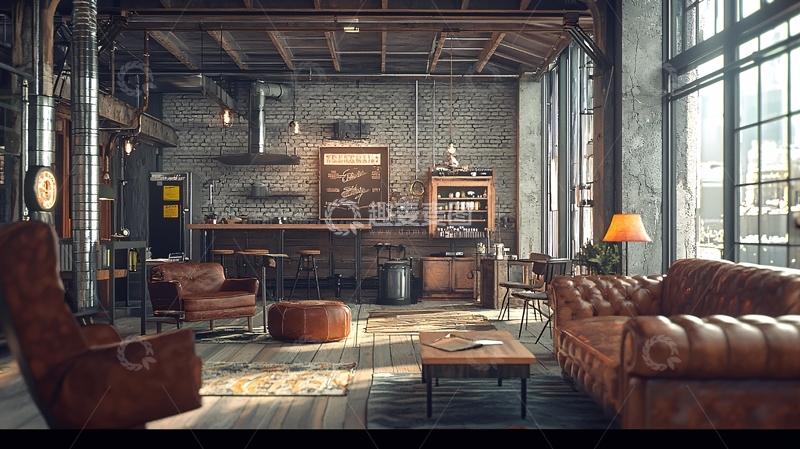高清大图下载【趣麦麦图】工业风客厅8
