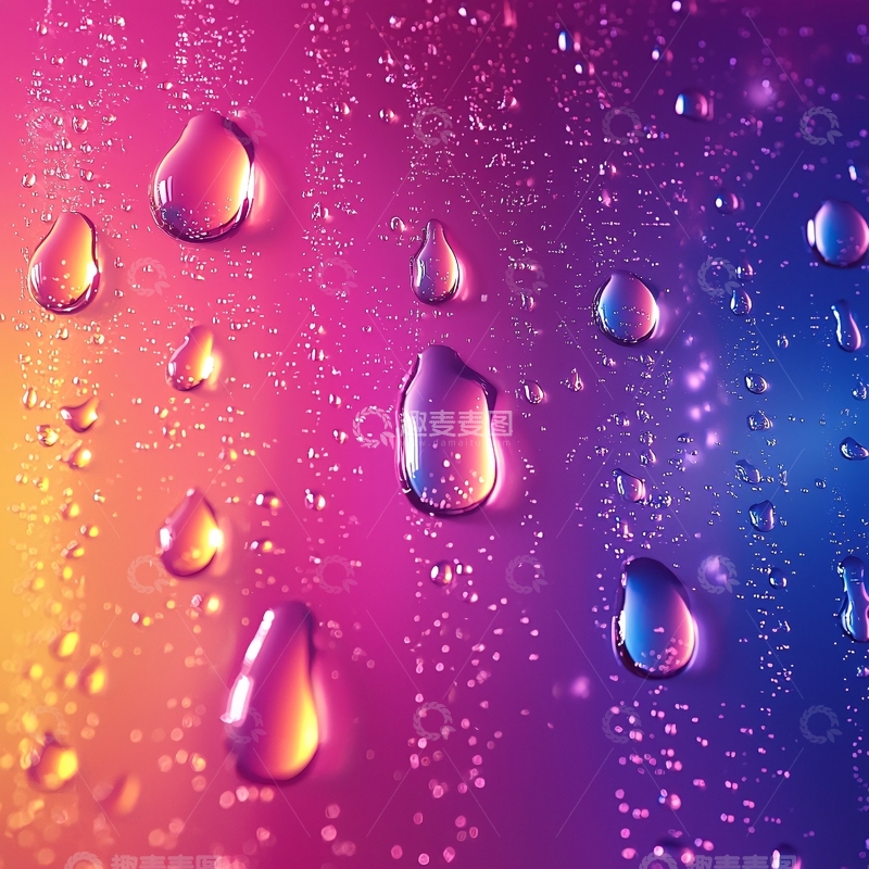 高清大图下载【趣麦麦图】水滴在彩色背景上