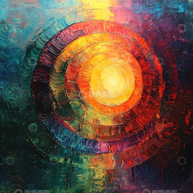 高清大图下载【趣麦麦图】彩色漩涡油画风格抽象