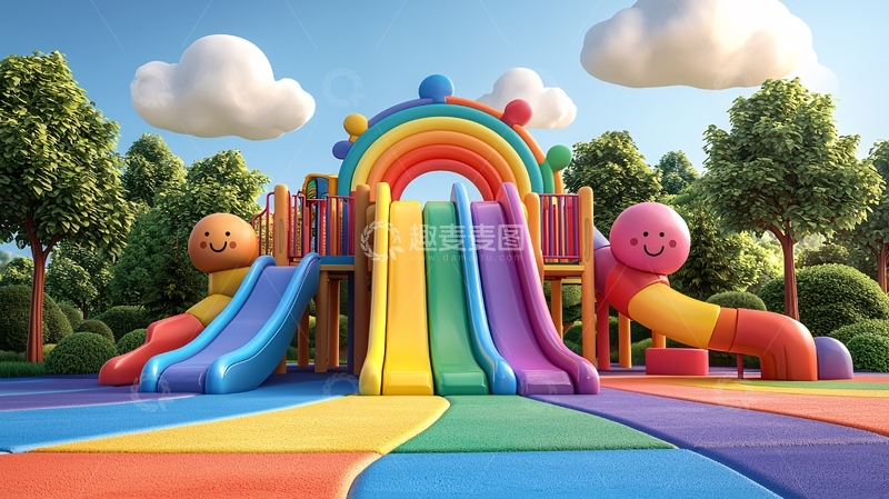 高清大图下载【趣麦麦图】卡通风格的彩色游乐场