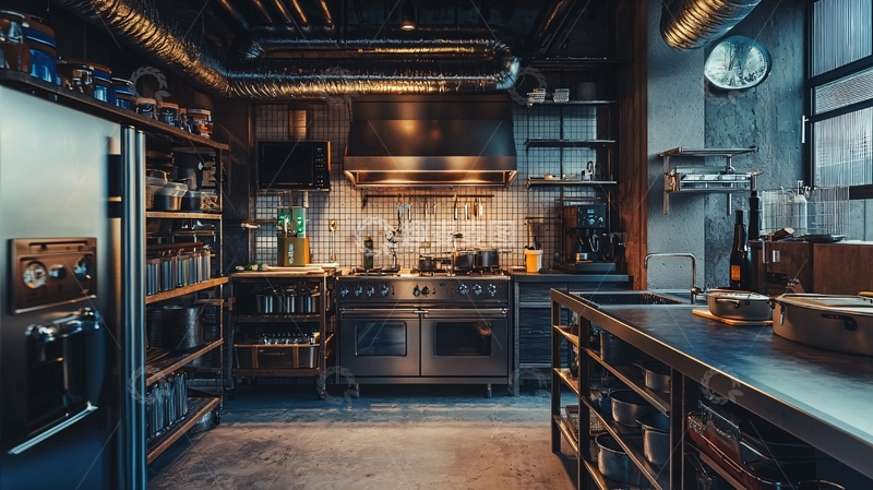 高清大图下载【趣麦麦图】工业风厨房