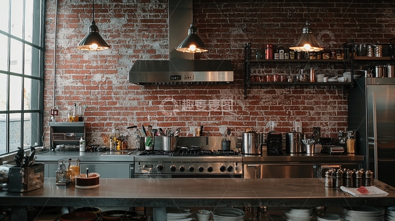 高清大图下载【趣麦麦图】工业风厨房