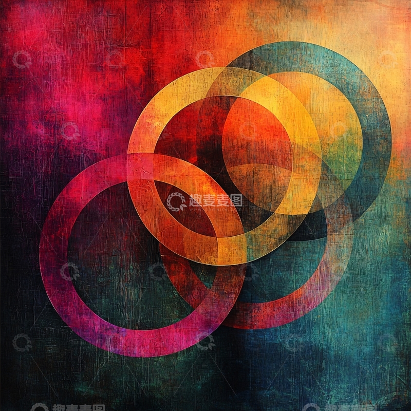 高清大图下载【趣麦麦图】彩色圆形交叠抽象背景