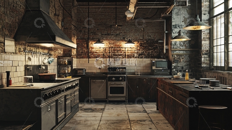 高清大图下载【趣麦麦图】老旧工业风厨房