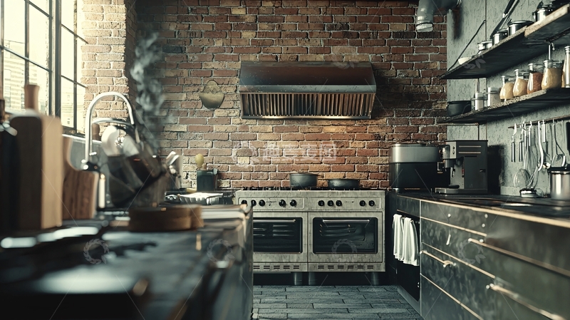 高清大图下载【趣麦麦图】工业风厨房