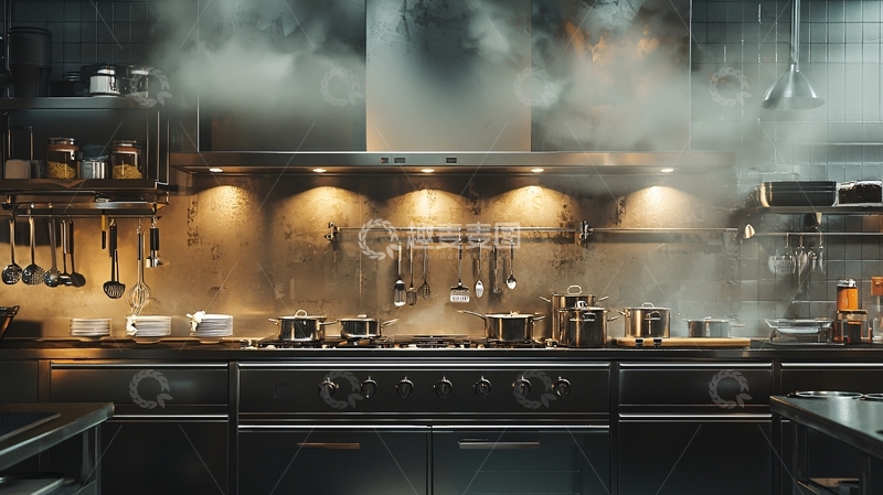 高清大图下载【趣麦麦图】厨房浓烟弥漫