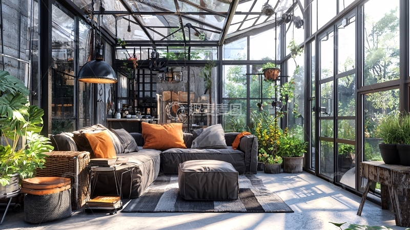高清大图下载【趣麦麦图】阳光玻璃房客厅