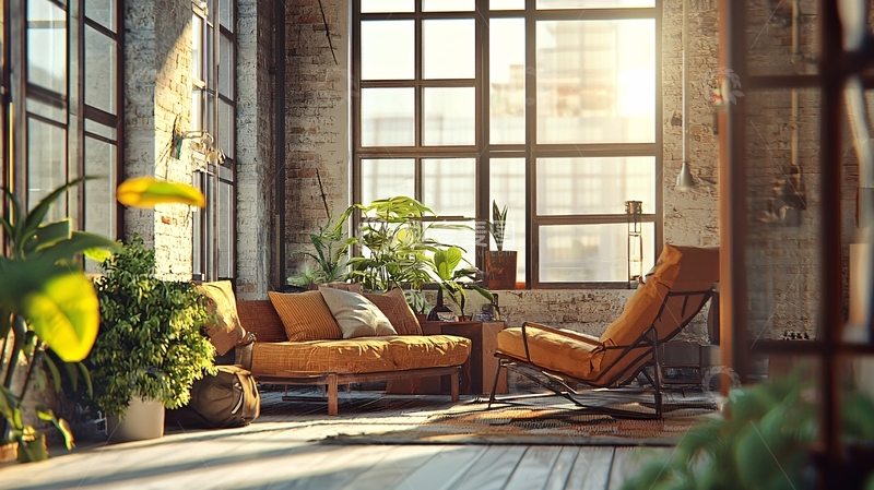 高清大图下载【趣麦麦图】阳光洒进loft公寓