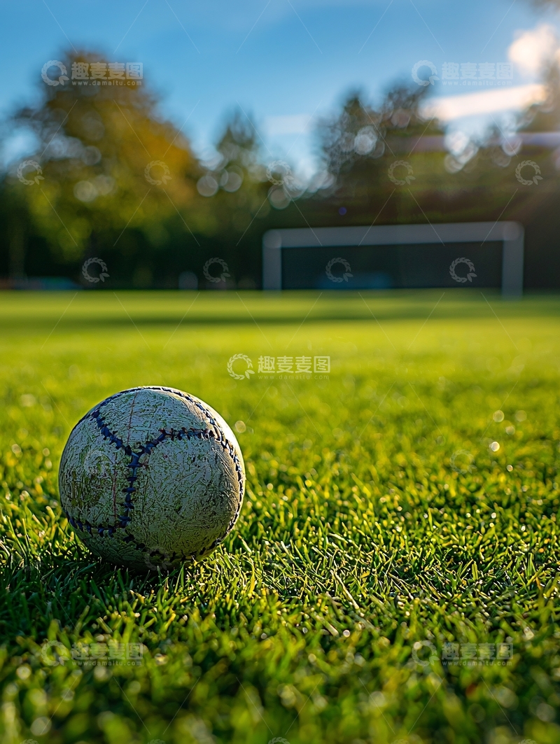 高清大图下载【趣麦麦图】足球在绿茵场上