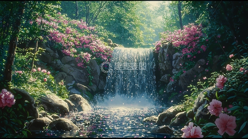 高清大图下载【趣麦麦图】风景如画的瀑布花园