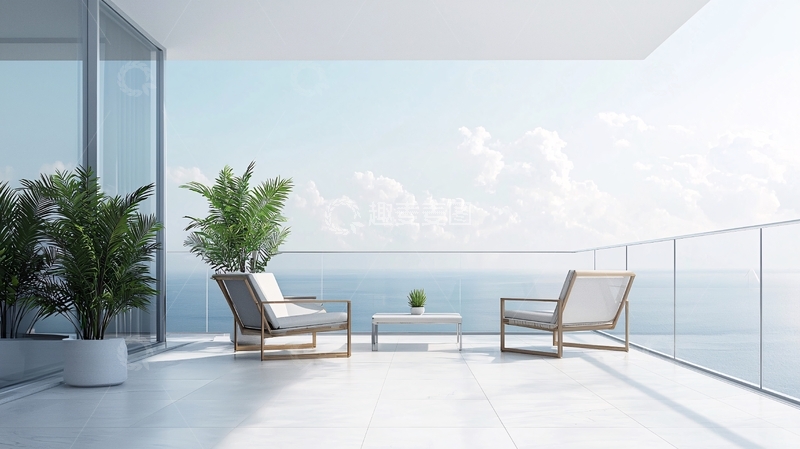高清大图下载【趣麦麦图】阳台海景休闲椅