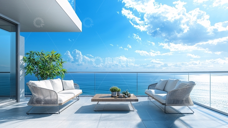 高清大图下载【趣麦麦图】阳台海景