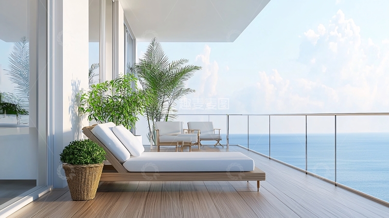 高清大图下载【趣麦麦图】海景阳台休闲区