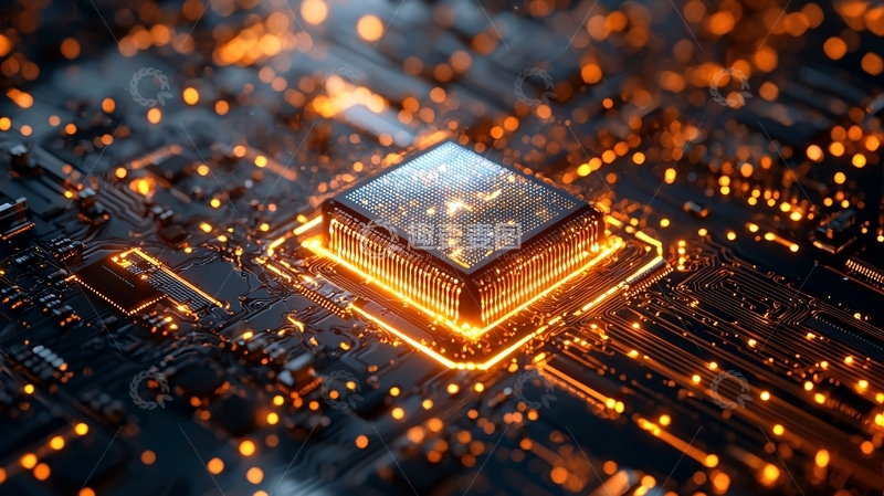 高清大图下载【趣麦麦图】微芯片电路板发光细节