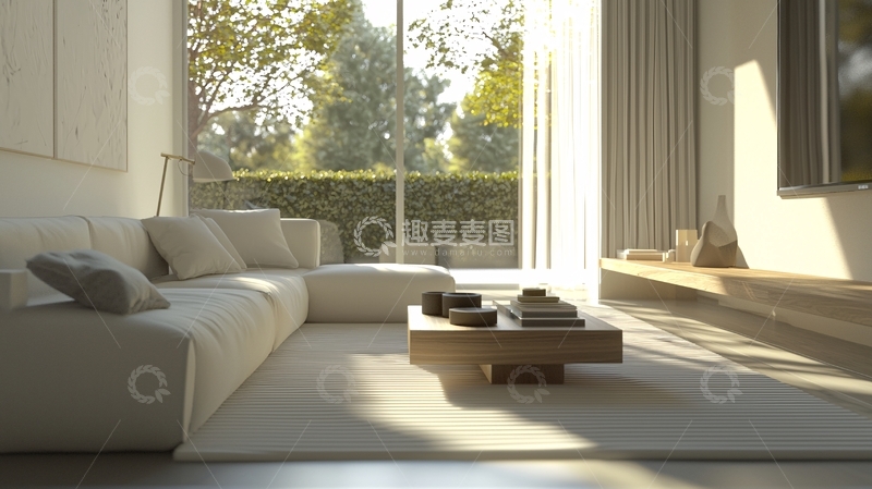 高清大图下载【趣麦麦图】现代简约客厅阳光洒满