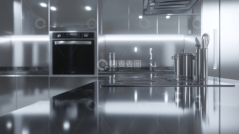 高清大图下载【趣麦麦图】现代化厨房不锈钢台面