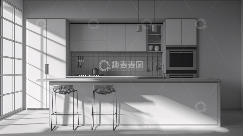 高清大图下载【趣麦麦图】极简现代厨房设计