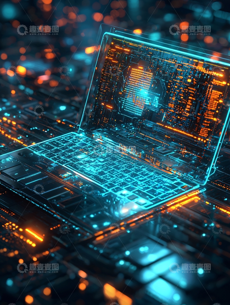 高清大图下载【趣麦麦图】未来科技感的笔记本电脑