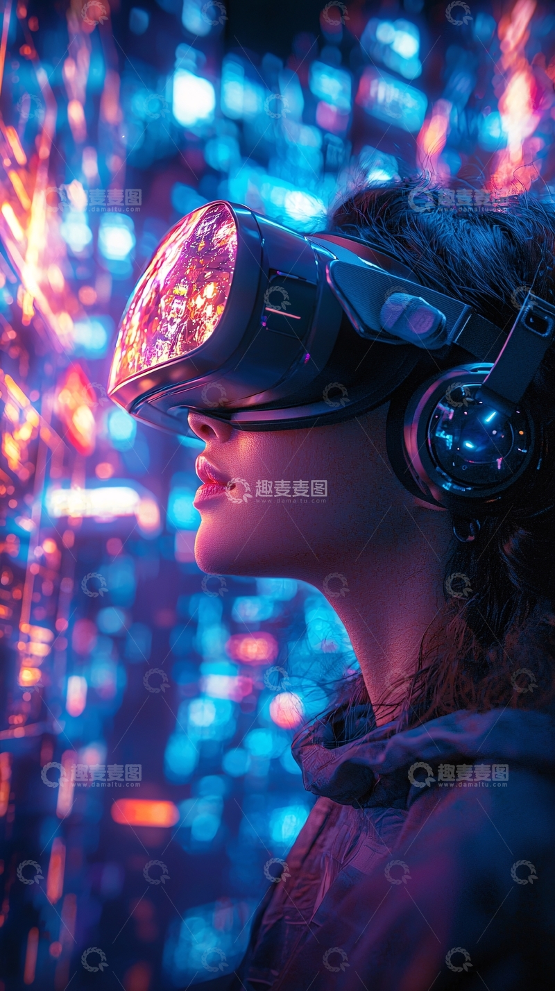 高清大图下载【趣麦麦图】戴VR眼镜的年轻女性