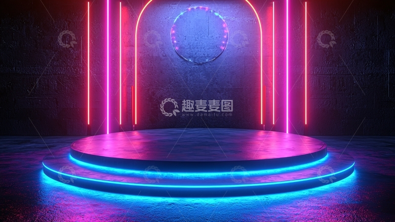 高清大图下载【趣麦麦图】霓虹灯光舞台背景