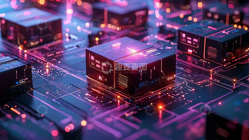 高清大图下载【趣麦麦图】科技感电路板芯片发光