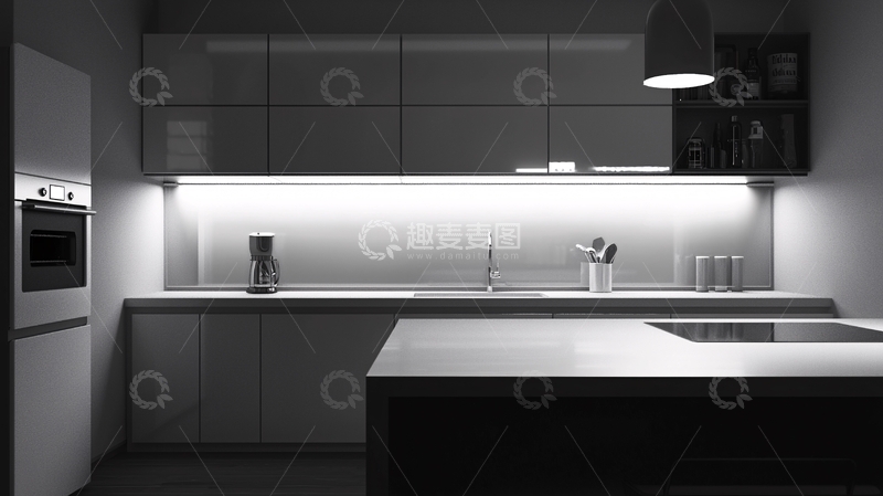 高清大图下载【趣麦麦图】现代简约灰色厨房
