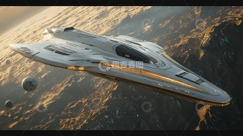 高清大图下载【趣麦麦图】未来飞船掠过星球表面