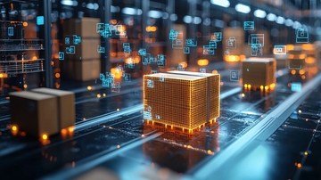 自动化仓库传送带上的包裹