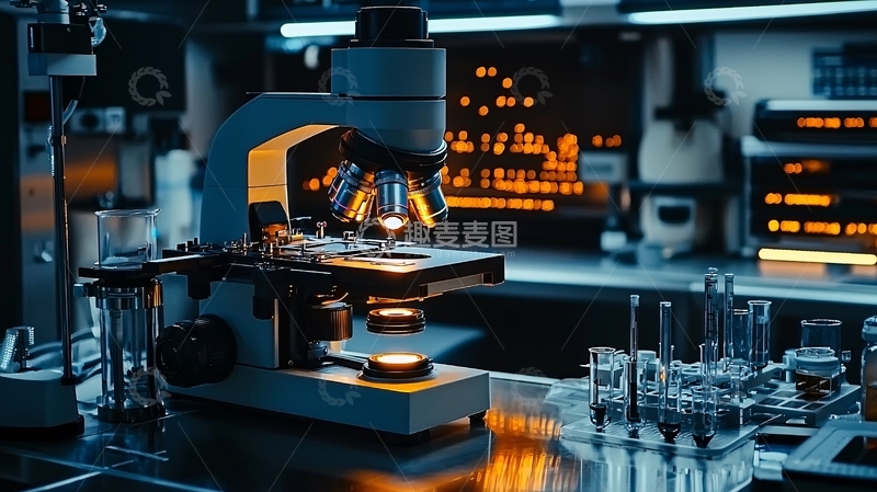 高清大图下载【趣麦麦图】实验室里的显微镜和实验器皿