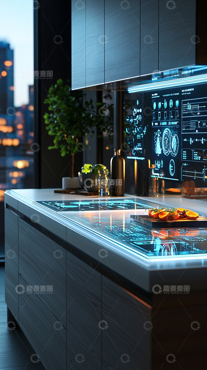 高清大图下载【趣麦麦图】未来厨房与智能屏幕