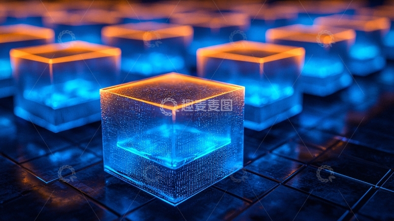高清大图下载【趣麦麦图】蓝色透明发光方块