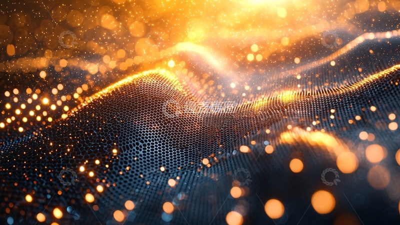 高清大图下载【趣麦麦图】金色光线与蓝色网格的动态