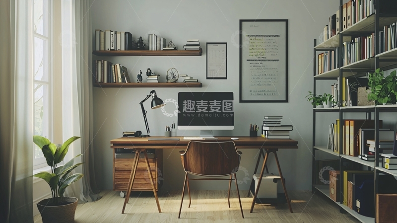 高清大图下载【趣麦麦图】极简风格书房设计