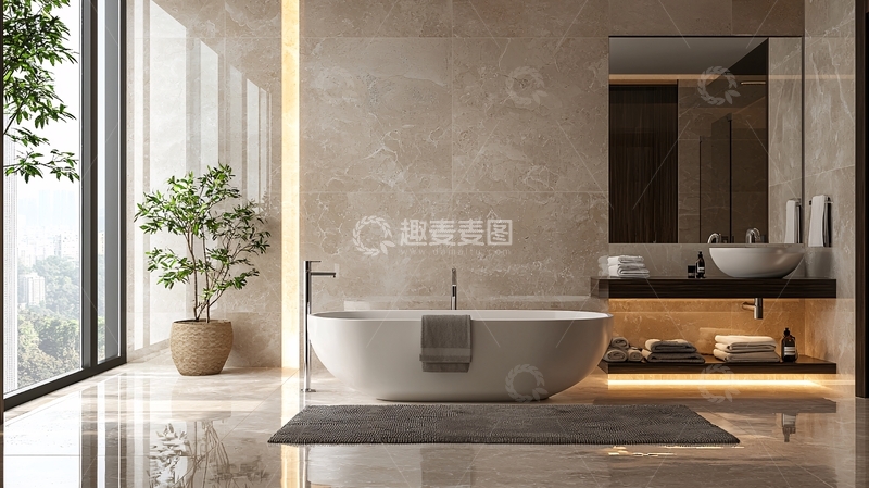 高清大图下载【趣麦麦图】现代简约轻奢浴室设计