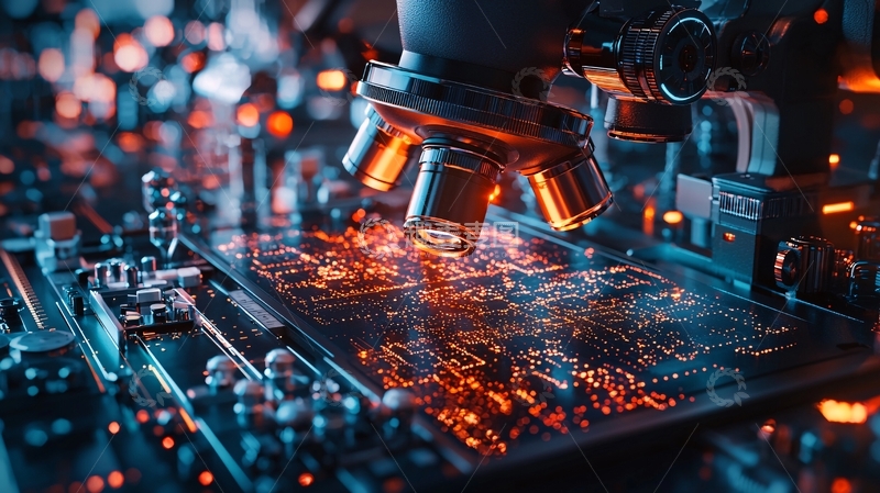 高清大图下载【趣麦麦图】科技感显微镜观察电路板