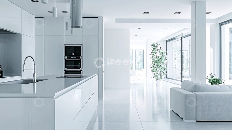 高清大图下载【趣麦麦图】极简现代风格白色厨房