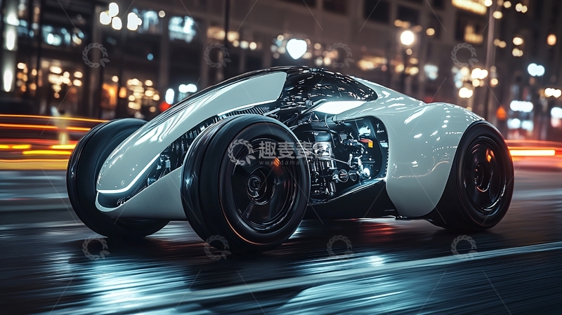 高清大图下载【趣麦麦图】未来感汽车行驶夜景
