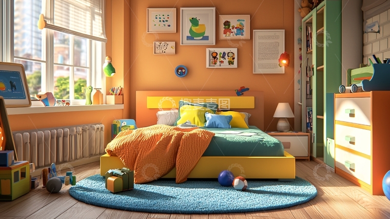 高清大图下载【趣麦麦图】阳光明媚的儿童卧室