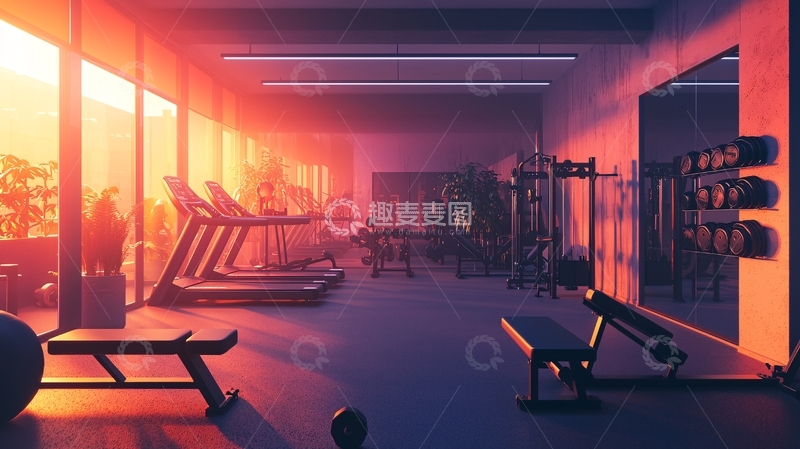 高清大图下载【趣麦麦图】阳光洒进健身房