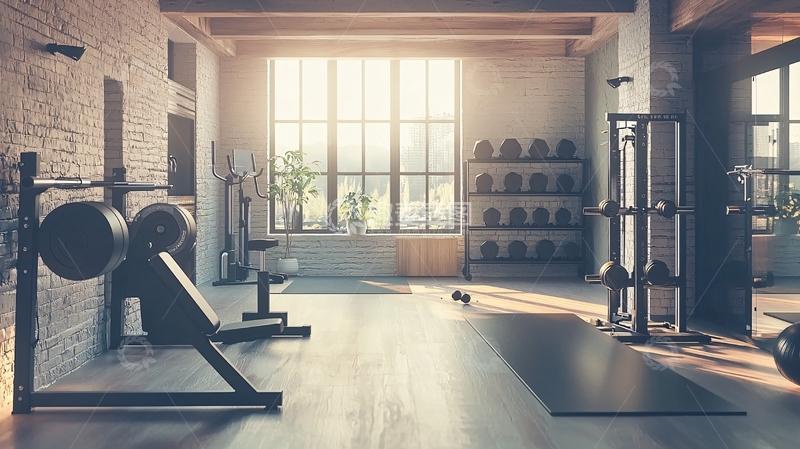 高清大图下载【趣麦麦图】阳光洒进的健身房