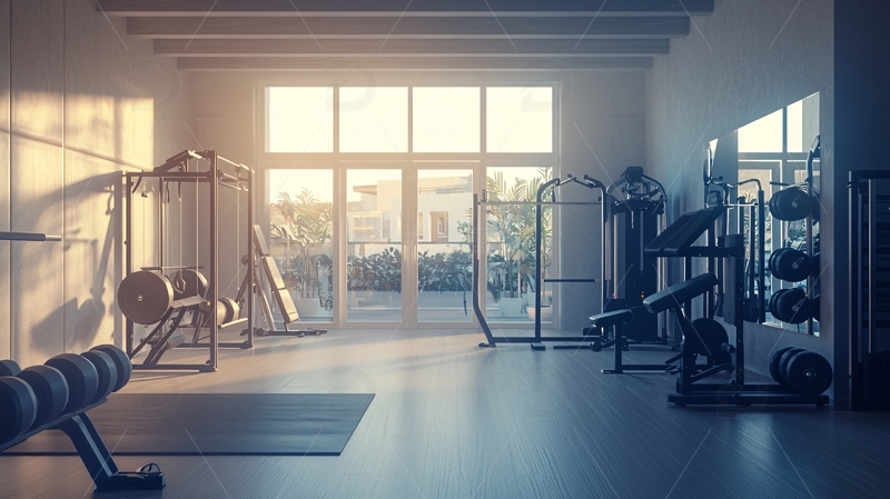 阳光洒进的现代化健身房