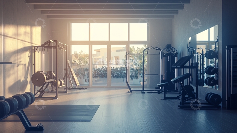 高清大图下载【趣麦麦图】阳光洒进的现代化健身房