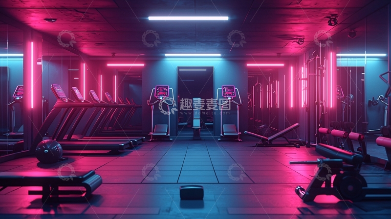 高清大图下载【趣麦麦图】健身房霓虹灯光