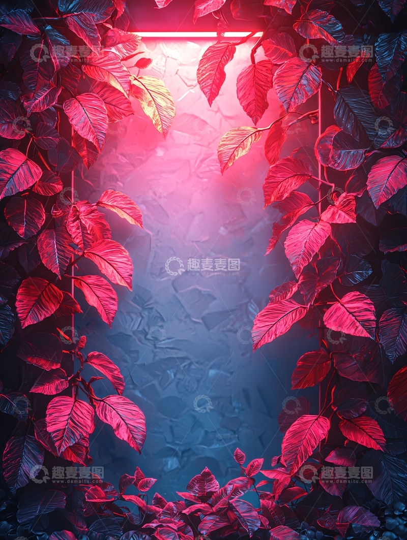 高清大图下载【趣麦麦图】红叶环绕发光背景墙