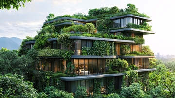 绿色植物覆盖的建筑